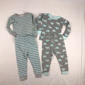 gerber organic pj sets size 24m‎ dinosaur/ Stripes Blue And Grey